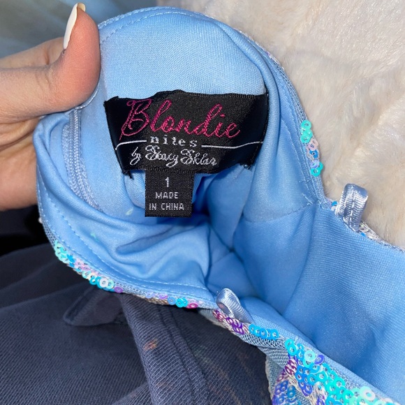 WORN ONCE Blue iridescent sequin open back dress. - Picture 7 of 7